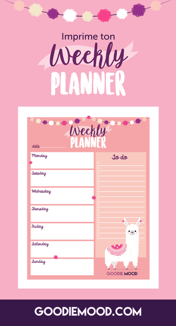 🦙 Reste organisée avec ce joli weekly planner "lama" gratuit à imprimer! #lama #alpaga #mignon #illustration #semainier #printable #weeklyplanner #planner #free #gratuit