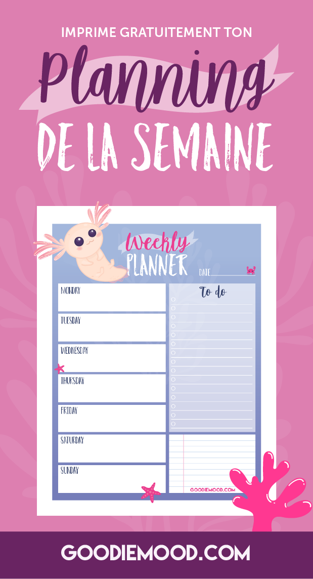 Imprime ton planning gratuit avec cet axolotl mignon ! #planner #gratuit #telecharger #axolotl #kawaii #mignon #feelgood #sourire #feelgood