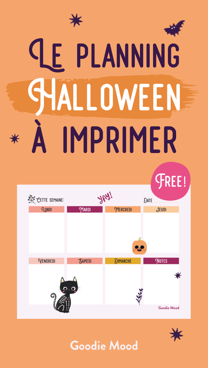 Planning / semainier gratuit à télécharger pour Halloween #planning #chat #halloween #gratuit