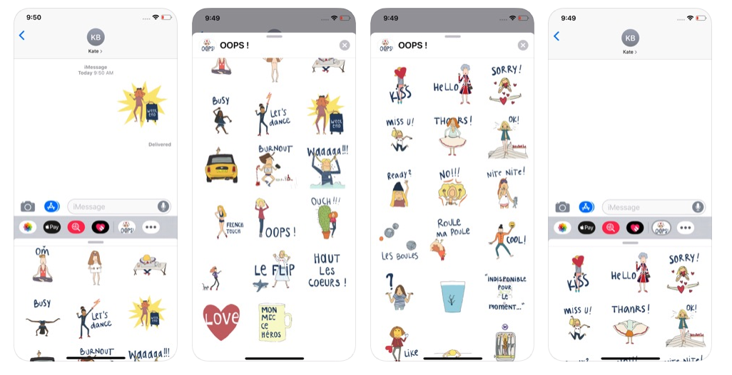 Application iPhone OOPS - Anne Wehr - illustrations stickers