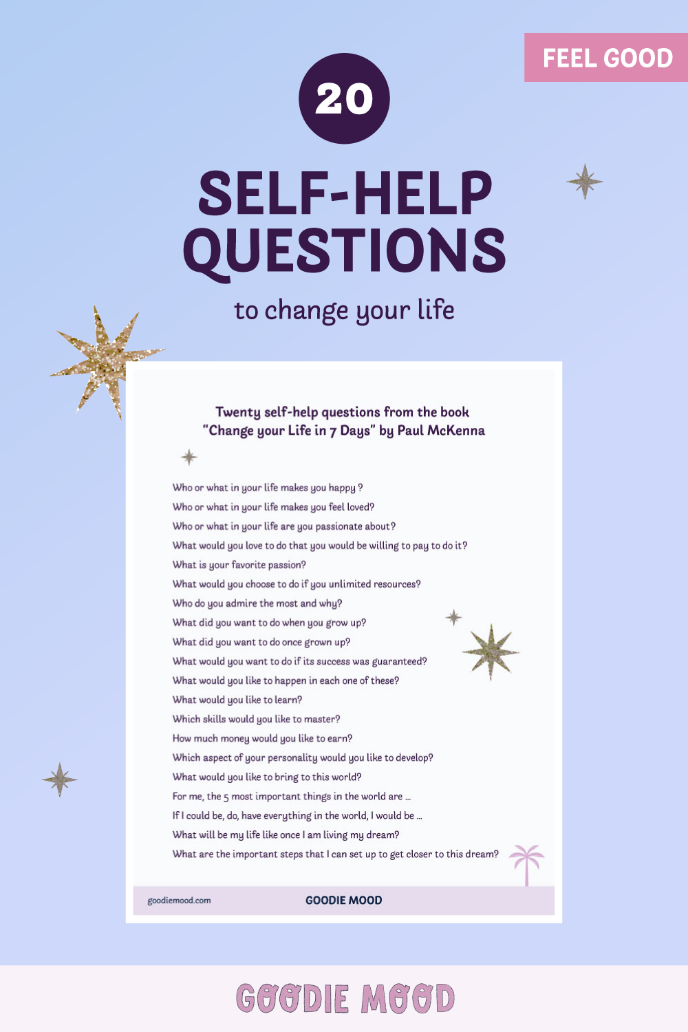 20 Self-help Questions by Paul McKenna to Change your Life on Goodie Mood blog