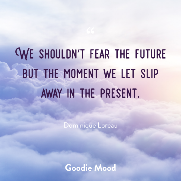 "We shouldn’t fear the future but the moment we let slip away in the present." - Quote Dominique Loreau