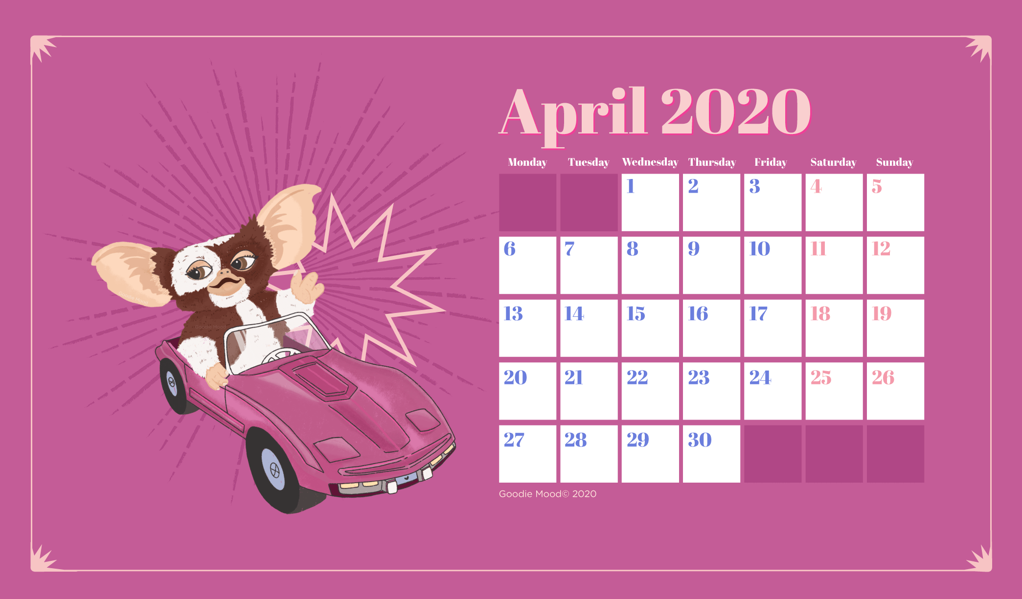 Fond d'écran et calendrier Gremlins pour avril 2020 #wallpaper goodiemood le blog feel good