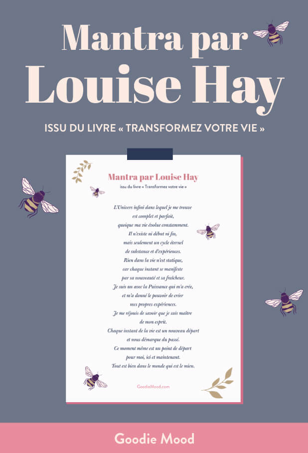 Prière de Louise Hay "Transformez votre vie" Goodie Mood