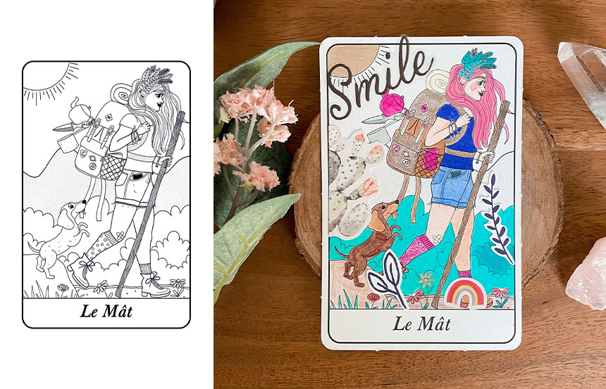Les Cartes du Tarot de Marseille - Livre de coloriage pour adultes: 22  arcanes à colorier sur fond noir du grand jeu divinatoire français le tarot  de