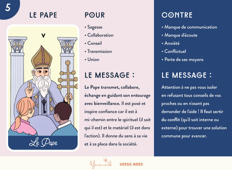 Arcane N°5 Le Pape - Tarot de Marseille : signification des 22