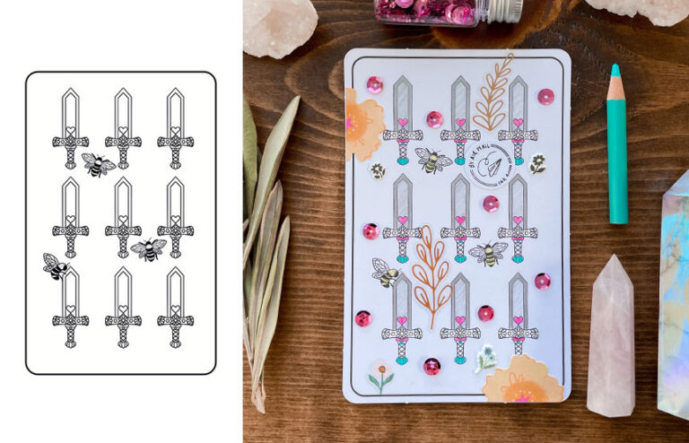 Tarot à Colorier : Ma Famille des Épées - Goodie Mood